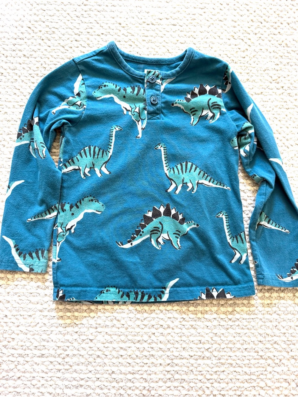 Tea Collection Dinosaur Print Long Sleeve Henley Tee | 18-24 Months
